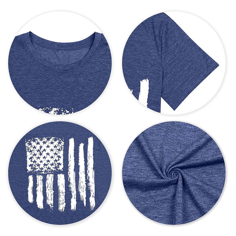 LUKYCILD Patriotic Shirts for Women American Flag Shirt 4th of July Tshirt Graphic Tees Casual Short Sleeve Tee Top - Image 3